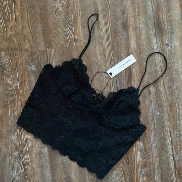 Olivaceous Tops - Olivaceous Black Lace Intimate Crop Tank Top